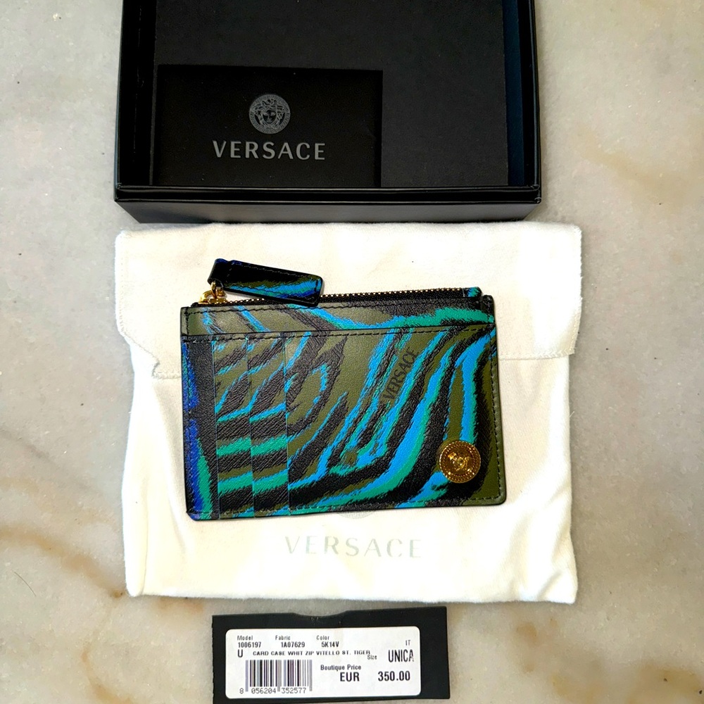 Versace Tiger Medusa Biggie Cardholder with Zipper